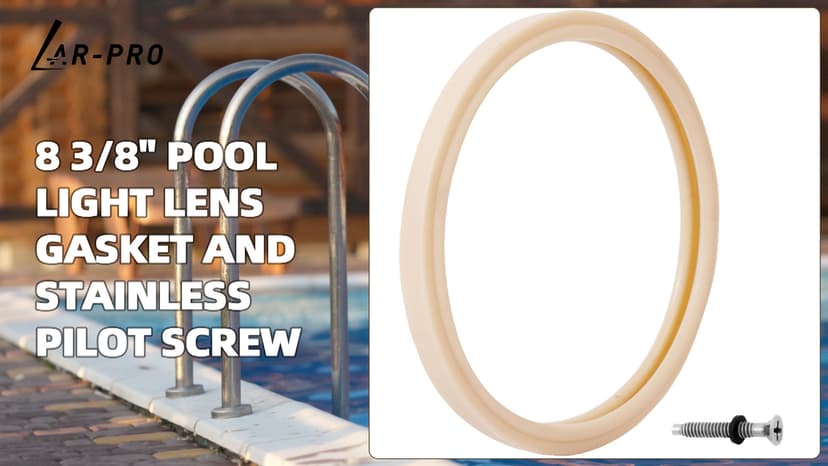 (1 Set) 8 3/8" Pool Light Lens Gasket and Stainless Pilot Screw - Exact Replacements for Pentair 79101600Z and 79104800 - Compatible with Pentair IntelliBrite, AmerLite, and SAM Amerlite Lights