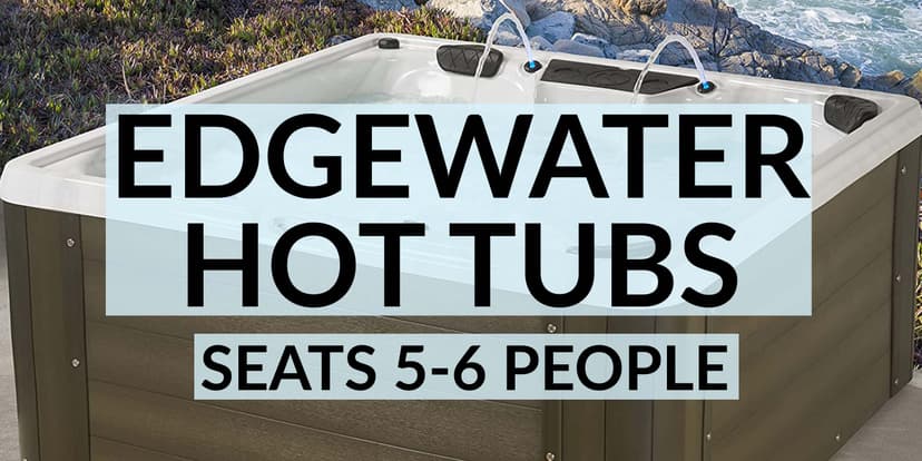 Essential Outdoor Hot Tub, 28-Jet Edgewater® 2023 Hot Tubs, Seats 5-6, Seating with Passive Therapy and Soothing Massage Features, Driftwood