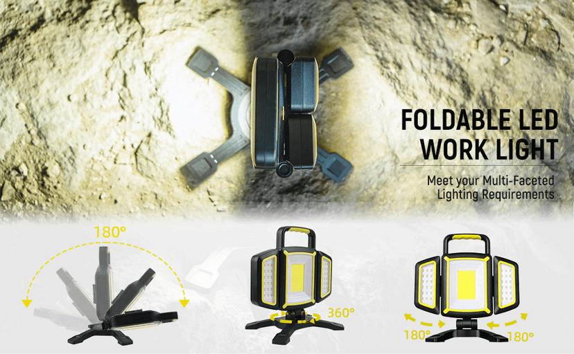 Yzoni Magnetic Light, Portable LED Work Light with 5 Light Modes, Magnetic Base Rechargeable Battery Operated COB Flashlight, Hold to Dim Flood Light for Car Repairing, Camping