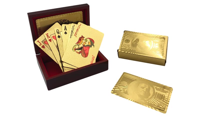 Yuanhe Gold Deck of Cards - Waterproof Playing Cards Luxury Playing Cards with Wooden Gift Box,Great for Poker Cards Game, Game Nights and Casino Party