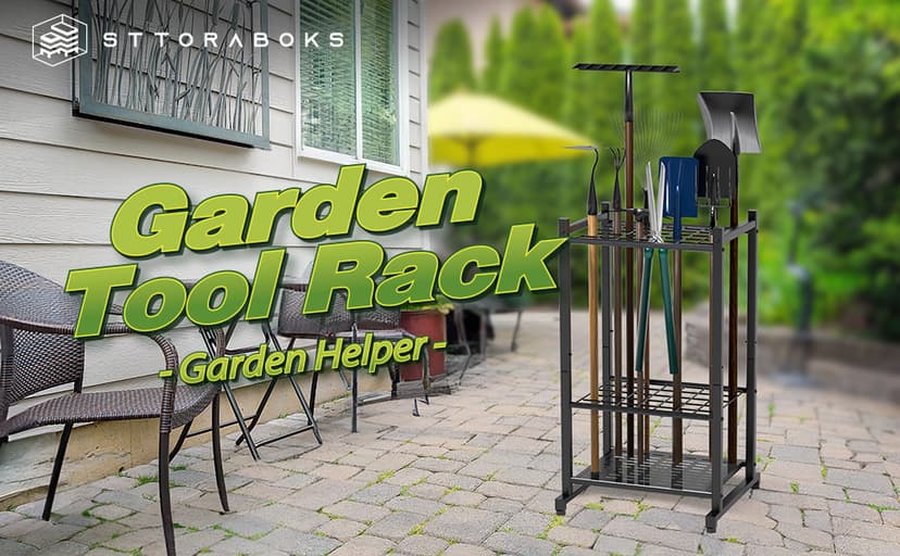 Garden Tool Organizer, Yard Tool Tower Rack for Garage Organization and Storage, Up to 35 Long-Handled Tools/Rakes/Brooms, Heavy Duty Steel Garden Tool Stand for Shed, Outdoor, Black