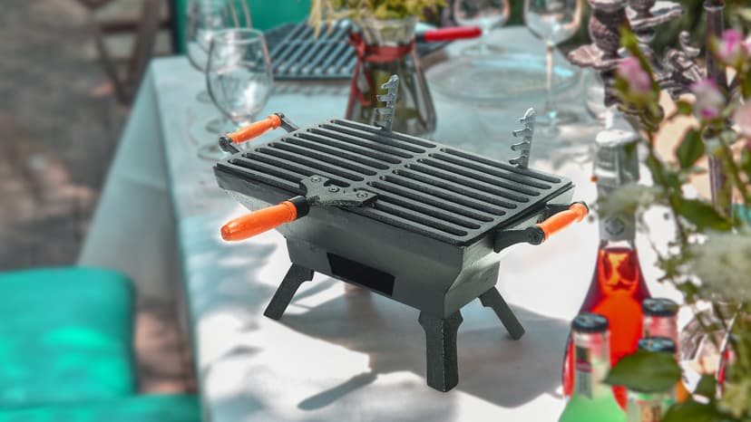 Sungmor Small Cast Iron Charcoal Grill Stove w/ 12" x 6.8" Gridiron, Heavy Duty Tabletop BBQ Grill, Balcony Yard Outdoor Hibachi Grills Steak Chicken Meat Cooker, Camping Party Barbecue Smoker Grill