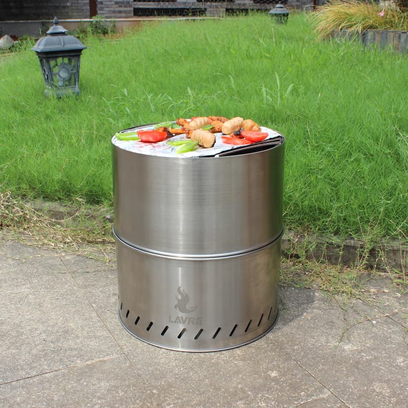 15.5 inch Stainless Steel Smokeless Fire Pit with Tote Bag, Outdoor Smokeless Firepit, Wood Burning Fire Pits for Camping, Bonfire, Low Smoke Firepit for Outside (Vertical Hole)