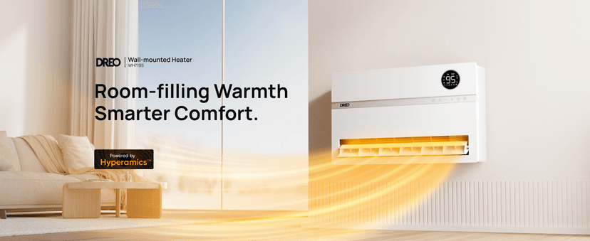 Dreo Smart Wall Heater, Electric Space Heater for Bedroom 1500W, 120° Vertical Oscillation, Adjustable Thermostat, Remote Control, 24H Timer, Easy-Mount Heater for Indoor Use, Works with Alexa, WH719S