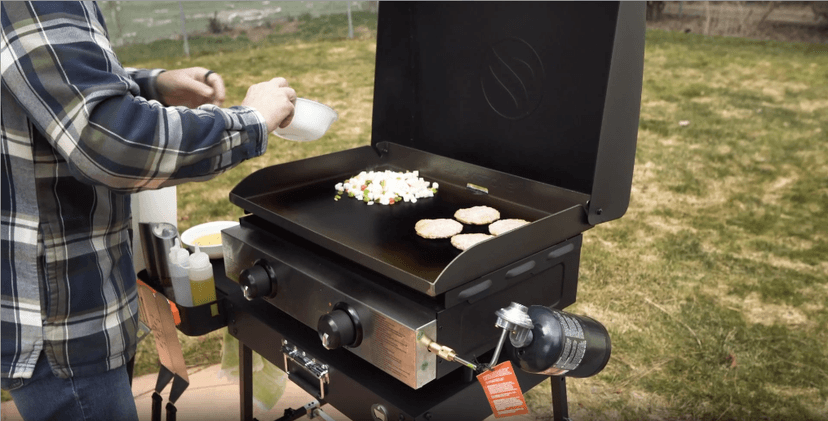 Grill Tables for Outside, Blackstone Griddle Stand with Trash Holder - Fit 17” or 22” Other Tabletop Grill, Folding Portable Ninja Grill Stand& Blackstone Table for Outdoor Tailgate, Camping
