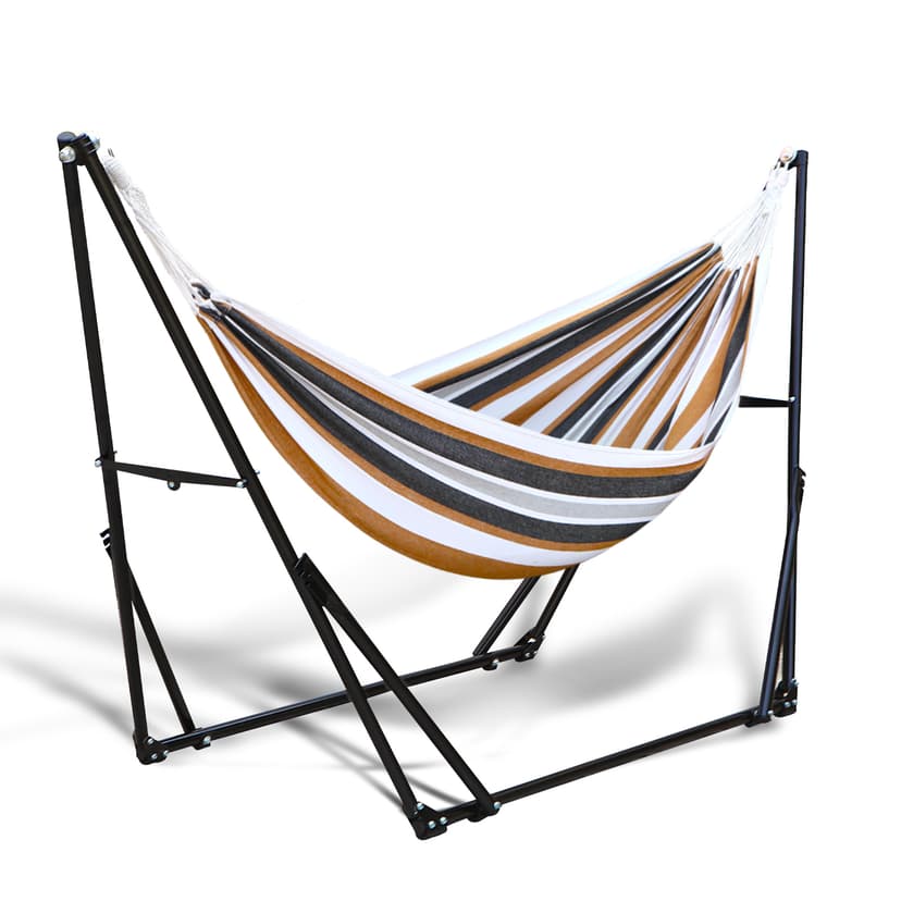 Hammock with Foldable Steel Stand,Frabic Tension Adjustable,Carrying Bag Included, 616 lbs Weight Capacity, Portable Suitable for Outside Garden Yard Outdoor Inhouse Multicolour