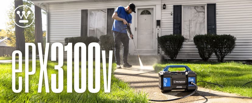 Westinghouse ePX3100v Electric Pressure Washer, 2100 Max PSI 1.76 Max GPM, Built-in Carry Handle, Detachable Foam Cannon, Pro-Style Steel Wand, 4-Nozzle Set, for Cars/Fences/Driveways/Home/Patios