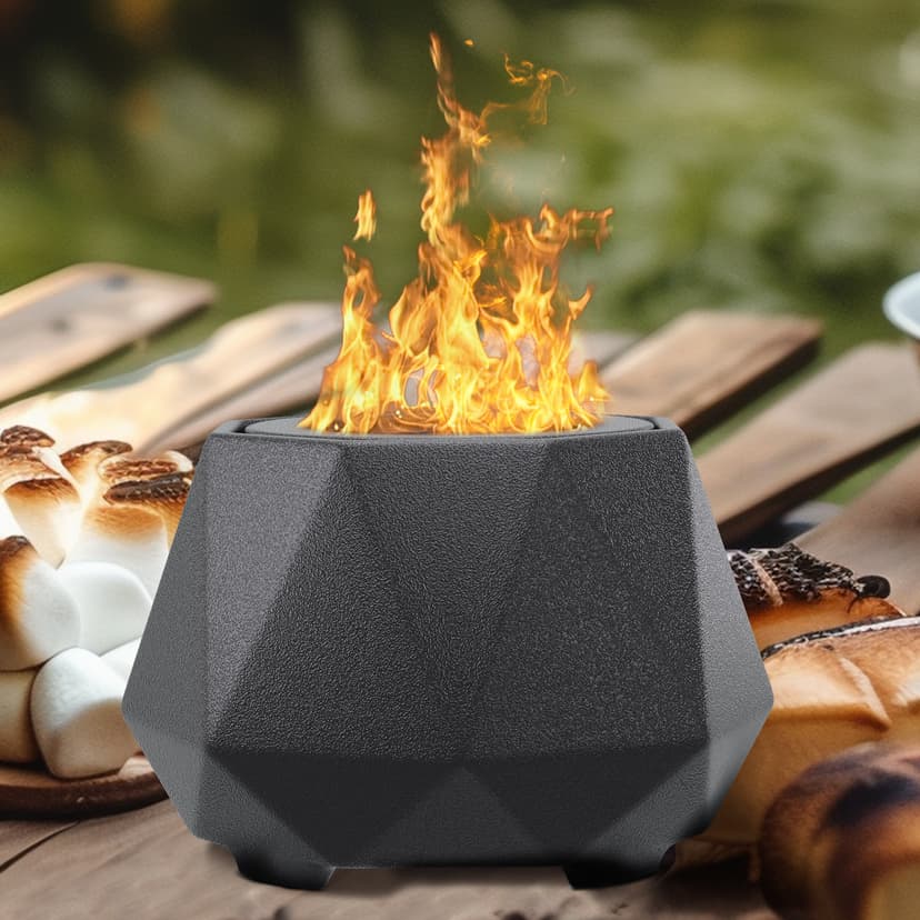 Ceramics Table Top Fire Pit Bowl, Indoor Outdoor Tabletop Fire Pits Bowl for Smores Portable Fireplace for Patio Balcony Decor Gathering, Grey