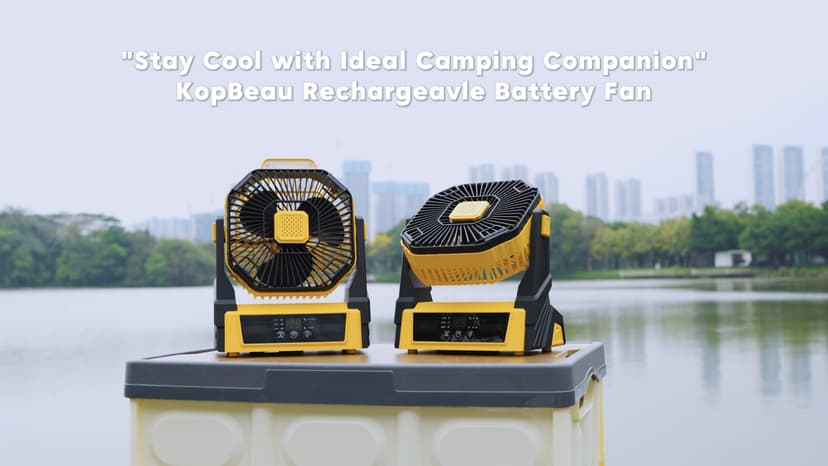 KopBeau Portable Camping Fan with Lights, 20000mAh Rechargeable Battery Operated Fan, Battery Powered Outdoor Beach Tent with 3 Speeds & Hook, Personal USB Table for Camping Accessories