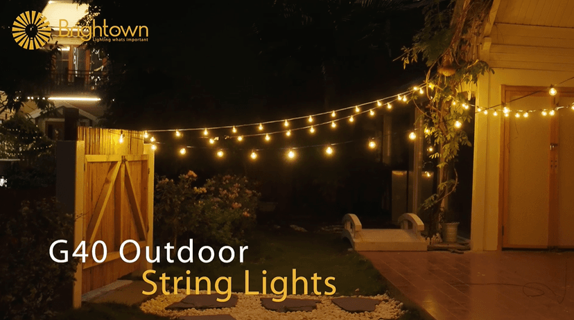 Brightown Outdoor String Lights 25FT G40 Globe Patio Lights with 27 Edison Glass Bulbs(2 Spare), Waterproof Connectable Hanging Light for Backyard Porch Balcony Party Decor, E12 Socket Base, Black