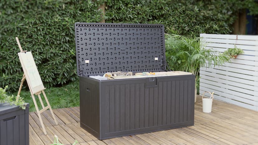 YITAHOME 230 Gallon Double-Wall Deck Box with Divider & Side Handles, Outdoor Large Storage for Patio Furniture Cushions, Garden Pool Accessories, Water Resistant & Lockable