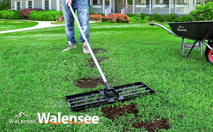 Walensee Lawn Leveling Rake, 6.5FT 17"x10" Levelawn Tool, Heavy Duty Effort Saving Lawn Level Tool, Stainless Steel Handle Lawn Leveler for Yard Garden Golf Course, Ease Level Soil Sand Dirt Surfaces