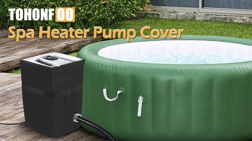 Hot Tub Spa Heater Pump Cover, Heavy Duty Inflatable Hot Tub Pump Cover with Zipper Opening and Transparent PVC Top Window for Multiple Hot Tub Spa Heater Pump on Market(Black, Cover only)
