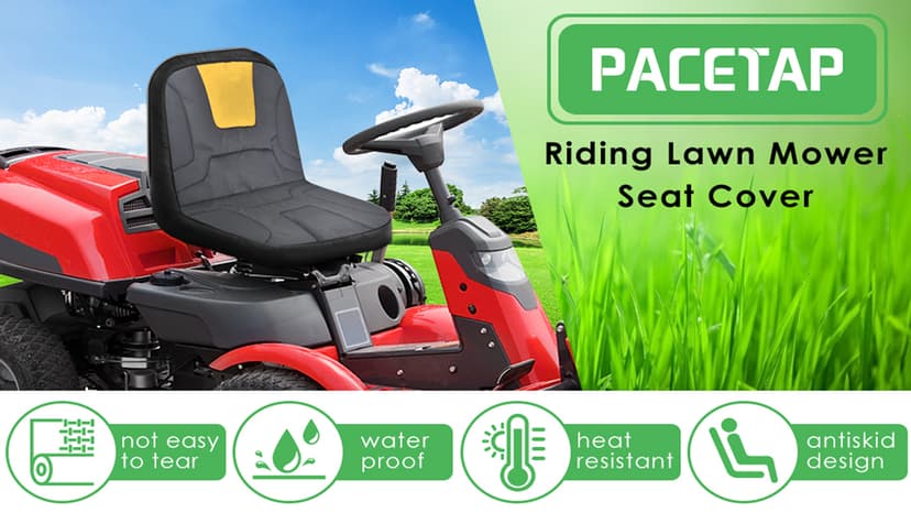 PACETAP Riding Lawn Mower Seat Cover, Heavy Duty 600D Oxford Waterproof Seat Cover with Padding, Durable Tractor Seat Cover Fits Kubota, for Cub Cadet, for Ford, for Mahindra, for Husqvarna (Medium)