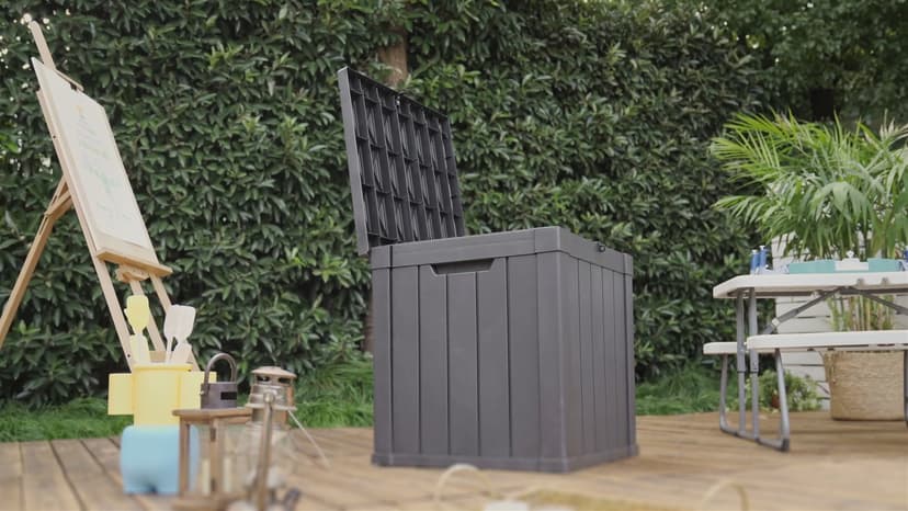 YITAHOME 51 Gallon Outdoor Storage Deck Box, Waterproof Resin Package Delivery and Storage Box with Lockable Lid for Patio Furniture Cushions, Pool Accessories, Garden Tools, Black