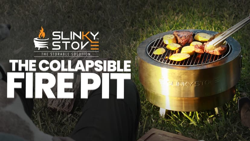 Slinky Stove 23-inch Smokeless Firepit – Lightweight, Compact & Portable with Carry Bag, Collapsible Design for Camping, Backyard Gatherings, Bonfires, and Outdoor Wood-Burning – Stainless Steel