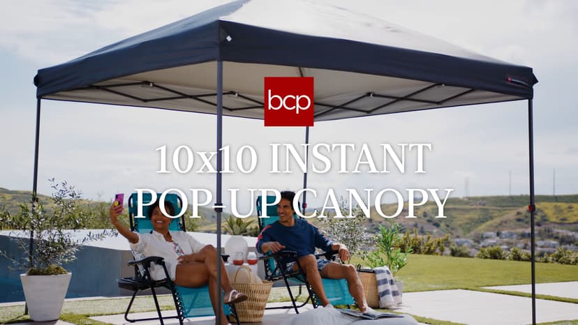 Best Choice Products 10x10ft 1-Person Setup Pop Up Canopy Tent Instant Portable Shelter w/ 1-Button Push, Case, 4 Weight Bags - White