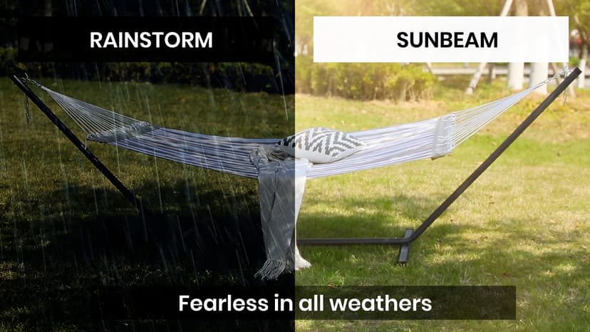 Patio Watcher 13 FT Quick Dry Textilene Hammock - Outdoor Double Hammock - Heavy Duty for Outside - 450 lbs Capacity - Beige White