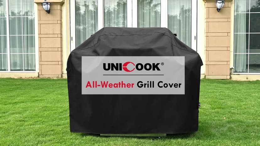 Unicook Grill Cover 55 Inch for Outdoor Grill, Heavy Duty, Waterproof, Fade Resistant, BBQ Cover with Handles/Straps/Air Vents, Compatible with Weber Charbroil Nexgrill Gas BBQs etc