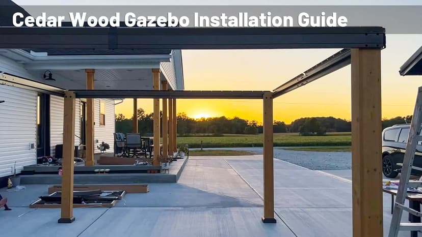 Domi 12' X 12' Wood Gazebo, Cedar Frame Hardtop Gazebo with Galvanized Steel Double Roof, Netting & Curtains, Patio Pergola Pavilion for Patio, Backyard, Deck, Lawns