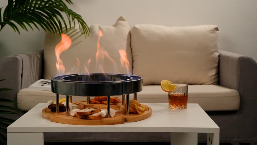 OGERY Tabletop Fire Pit - Ethanol Table Top Firepit for Indoor Outdoor Use, Portable Fire Place with DIY-Style Design to Place Biscuits Snacks for S'Mores - Perfect for Patio Home Decor Parties Gifts