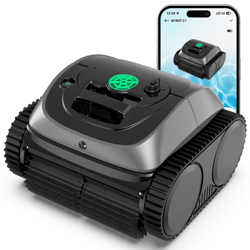 WYBOT C1 Cordless Pool Vacuum for Inground Pools, Robotic Pool Cleaner 150-Min Runtime, Wall Climbing, Triple-Motor, Intelligent Route Planning, Ideal for Pools Up to 1,614 Sq. Ft