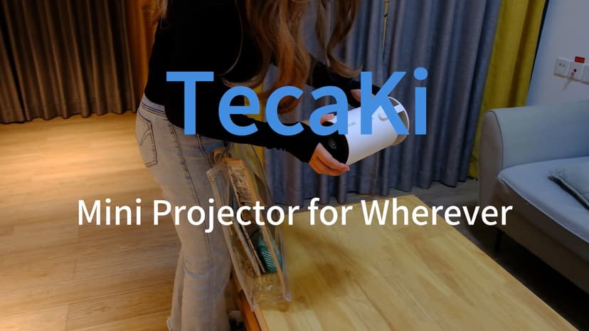 [Two-Way Bluetooth 5.2] Mini Portable Projector 4K 1080P Supported Projection, Tecaki Smart Projector with 180°Rotatable Stand Auto Keystone Correction Long Lens Life for Home Theater, Outdoor Movie