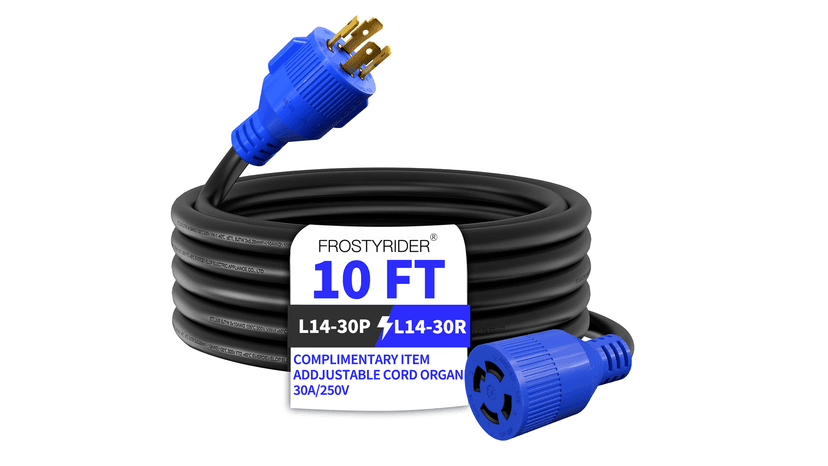 4 Prong 30 Amp 10 Foot Generator Extension Cord, NEMA L14-30P/L14-30R, 125/250V Up to 7500W 10 Gauge SJTW Generator Cord, ETL Listed