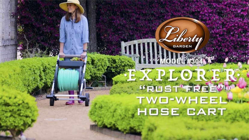 Liberty Garden 304 Explorer Two Wheel Hose Reel Cart, Aluminum, Holds 250-feet of 5/8" Hose
