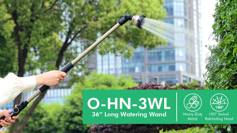 RESTMO 36” Long Watering Wand, Metal Garden Hose Wand with 180° Swivel Head and 10 Spray Patterns, 3ft Heavy Duty Hose Nozzle Sprayer with Thumb Flow Control, Ideal to Water Hanging Baskets, Shrubs