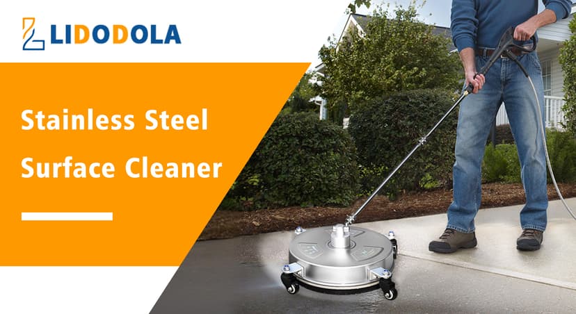 14" Pressure Washer Surface Cleaner with 4 Wheels - Stainless Steel Surface Cleaner for Pressure Washer Attachment for Concrete, Patio, Sidewalk, Deck and Driveways - PWS14