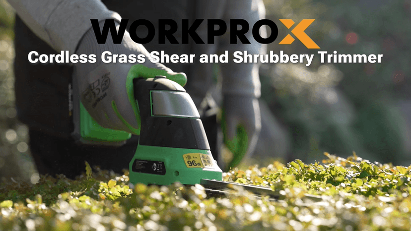 WORKPROX 20V Cordless Grass Shear & Shrubbery Trimmer - 2-in-1 Handheld Electric Grass Trimmer Hedge Shears/Grass Cutter, Rechargeable Lithium-Ion Battery and Type-C Cable Included