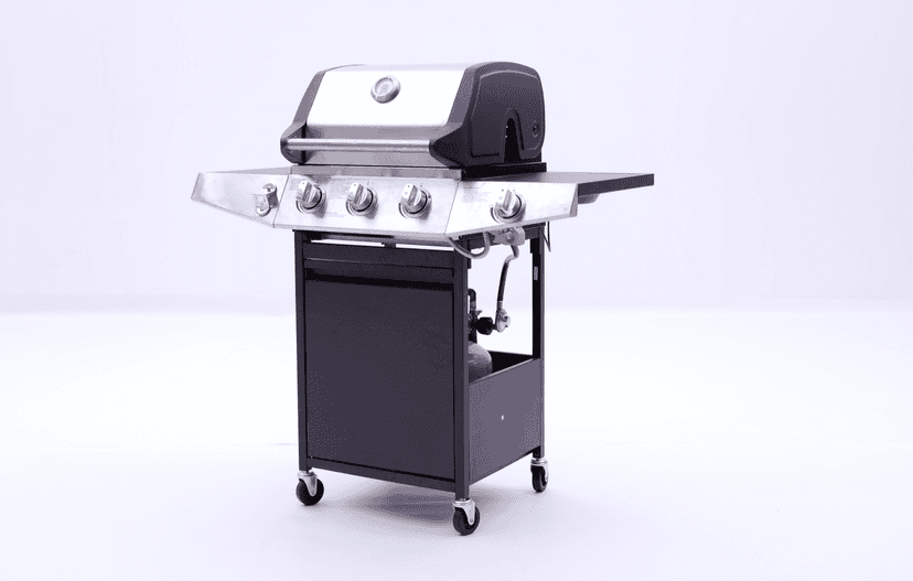 Unovivy 3-Burner Propane Gas Grill with Side Burner, Portable BBQ Grills with Oil Tray and Built-in Thermometer for Outdoor Barbecue, Camping, Patio, Backyard, 39,650 BTU