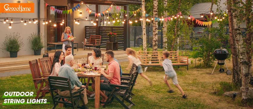 50FT LED Outdoor String Lights with 15+1 Vintage Shatterproof Waterproof S14 Bulbs, 2700K Commercial Grade Patio Light, Outside Hanging Lights for Garden Porch Deck Decor