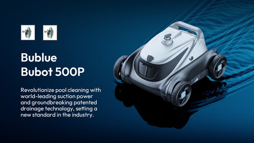 Bubot 500P Cordless Robotic Pool Cleaner, Pool Vacuum with Ultra-Strong Bluehole Suction, Dual Motors, DirtLock 2.0, Self-Parking, 140-Min Runtime for Above-Ground Flat Pools up to 1,076 Sq.Ft