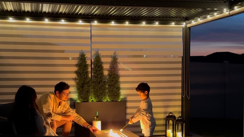 PURPLE LEAF LED Louvered Pergola 94AS 10'x 14' Full Aluminum Frame and Adjustable Roof Integrated Strip Lights for Outdoor Deck Garden Patio Gray Hardtop Gazebo Pergola