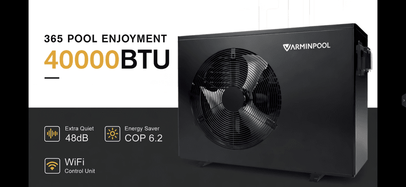 40000BTU Pool Heat Pump for 13000 Gallons Ingroud and Above Ground Pools, Smart Electric Pool Heater with WiFi Control APP, 220-240V, Titanium Heat Exchanger