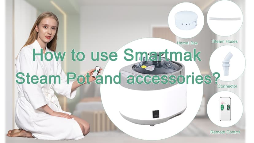 Smartmak Sauna Steamer, Portable 4L Upgrated Steam Pot Generator with Remote Control, Spa Machine with Timer Display Herbal Box for Steam Saunas, 110V US Plug- Grey