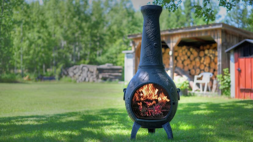 The Blue Rooster Casita Grill Chiminea Outdoor Fireplace Wood Burning Firepit and Pizza Oven