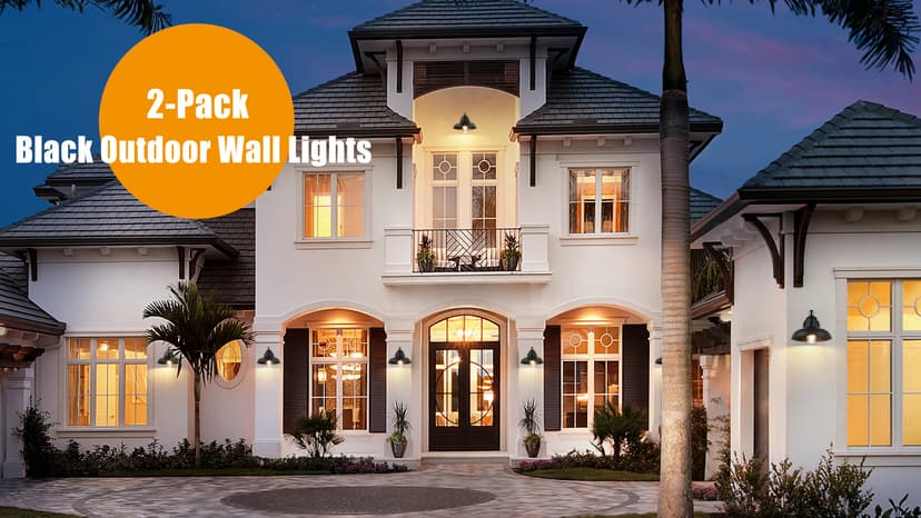 Outdoor Wall Lights - 2-Pack Black Wall Sconces, Farmhouse Barn Lights, Modern Indoor Wall Mount Lighting Fixtures with E26 Socket, Anti-Rust Waterproof Exterior Wall Lantern for Patio Porch Doorway