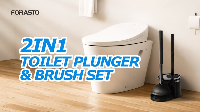 2Pack 2 in 1 Toilet Brush and Plunger Set, Extended Handle Plunger,Toilet Bowl Brush Plunger Set,Clean Gloves,Cleaning Tools,Cleaning Brush,Cleaning Supplies,Toilet Brush Plunger Combo,Black