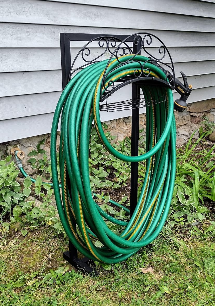 Garden Hose Holder - Upgraded Water Hose Holder Holds 151-feet Hose, Heavy Duty Metal Hose Stand Sturdy Freestanding Hose Hanger, Detachable Garden Hose Storage Rack for Outside Yard Lawn