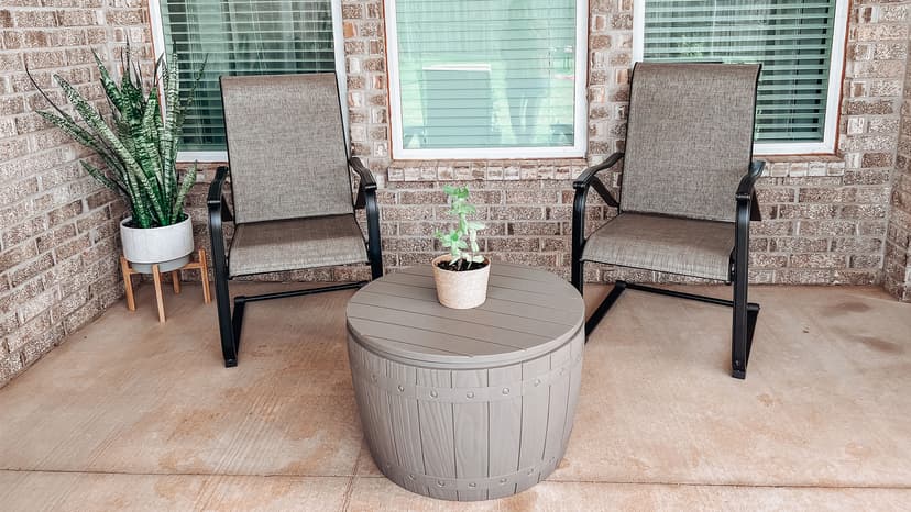 YITAHOME 33 Gallon Round Deck Box, Outdoor Storage Box for Patio Furniture,Patio Table for Cushion, Pool Accessories, Waterproof Resin & Easy Assembly & Lightweight, Black
