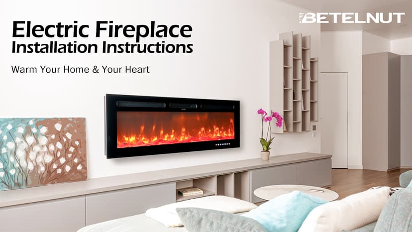 50" Electric Fireplace Wall Mounted and Recessed with Remote Control, 750/1500W Ultra-Thin Wall Fireplace Heater W/Timer Adjustable Flame Color and Brightness, Log Set & Crystal Options