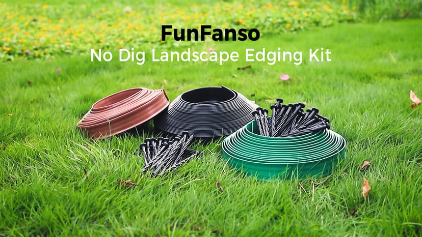 2Inch x 33FT Landscape Edging Border with 50 Spikes, No Dig Garden Edging Border Lawn Edging, Plastic Edging for Landscaping Flower Beds Yard Pathway Paver Edging (Black)