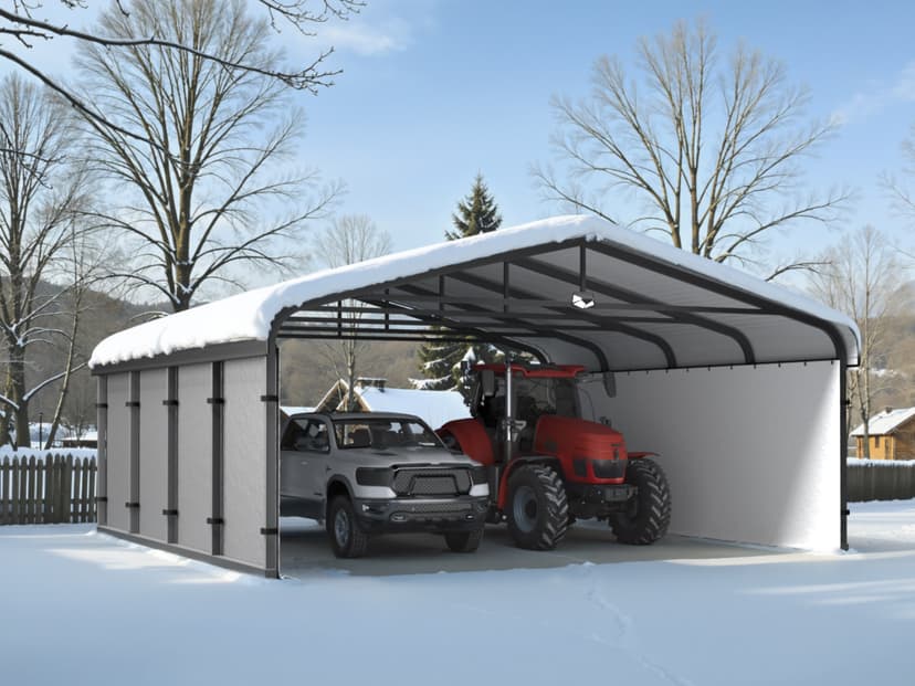 Metal Carport,Car Ports 20x20 Heavy Duty Metal for Snow,Car Tent Garage with Galvanized Metal Roof,Outdoor Two Car Carport All Weather with 2 PE Sidewalls