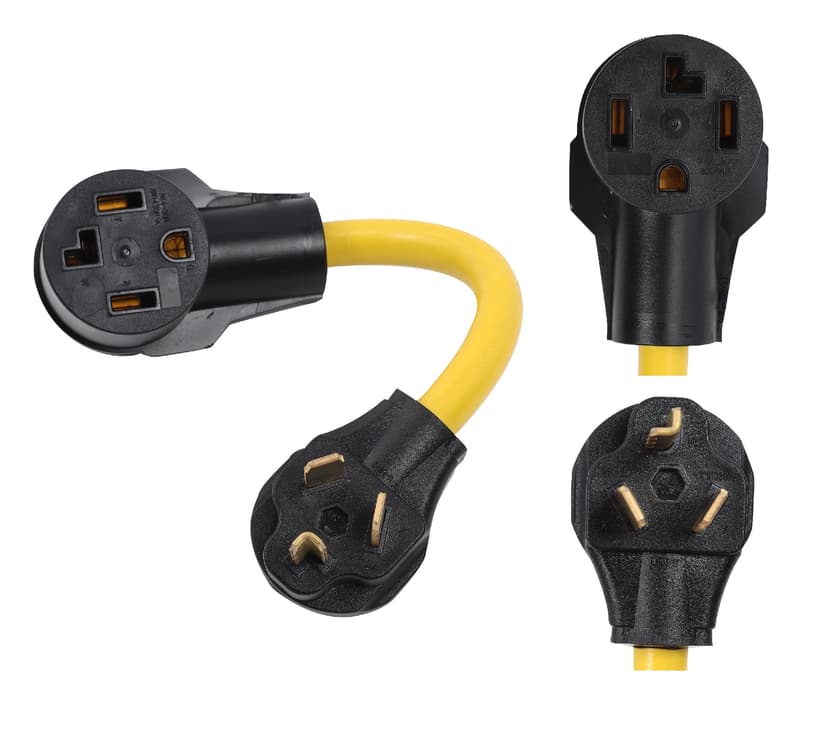 ONETAK NEMA 10-30P to 14-30R 120V/240V 30 Amp 3 Prong Male Plug to 4 Prong Female Outlet Receptacle RV Dryer Generator Power Cord Adapter Connector