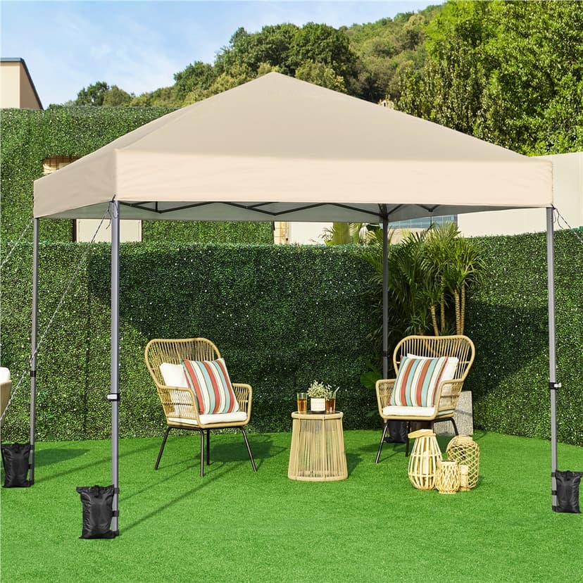 Yaheetech 10x10 1-Person Setup Pop Up Canopy Tent, Instant Portable Commercial Canopy Tent, Outdoor Gazebo with 1-Button Push, Wheeled Bag & 4 Sandbags for Home, Party & Outdoor Activities, Blue