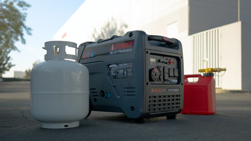 A-iPower 7600W Dual Fuel Portable Inverter Generator, Electric Start RV Ready, EPA & CARB Compliant CO Sensor, With Telescopic Handle For Backup Home Use, Tailgating & Camping (SUA7600iED)