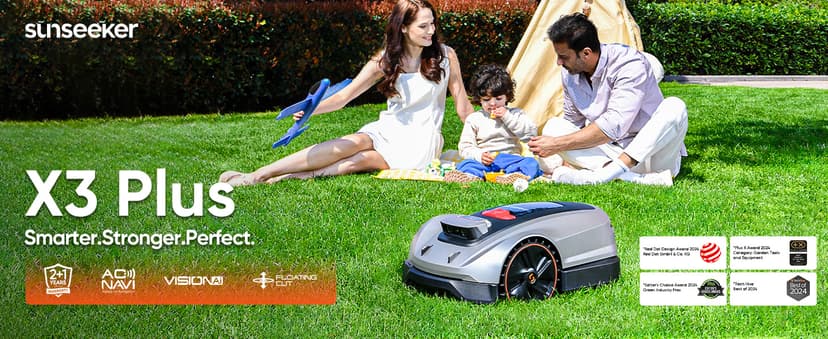Sunseeker X3 Plus Robot Lawn Mower no Wire,0.3 Acre/13,000 Sq. Ft,Smart APP Control, AI & RTK Navigation, 6 Muti-Zone, Path Planning, for Small/Medium Yards